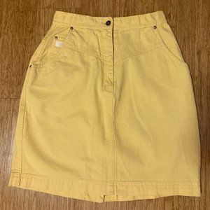Vintage "Together" Denim Skirt, Western, high waist, pockets, buttons up back